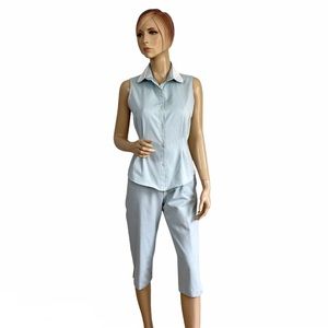 Tocca Women's Light Blue Retro Crop Pant Suit Set 6